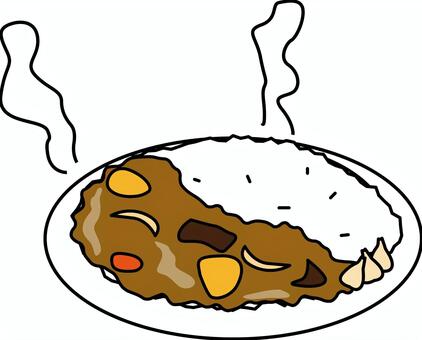 カレーライス　 カレーライス,ルー,ごはん,食事,料理,レストラン,デフォルメ,湯気のイラスト素材