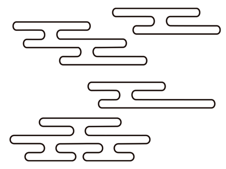 エ霞文の線画 エ霞文,線画,白黒,文様,シンプル,和柄,柄,模様,和風,背景透過のイラスト素材