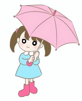 傘をさす女の子のイラスト