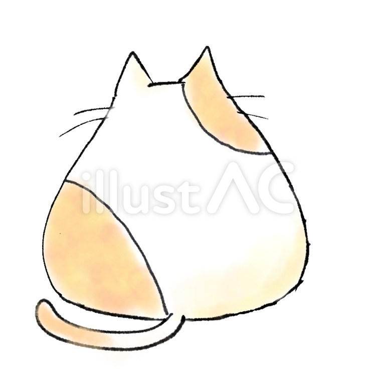 猫の後ろ姿 猫,動物,和風のイラスト素材