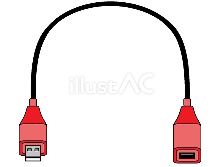 USB延長コード　オス×メス　赤色 usb,延長コード,雑貨のイラスト素材