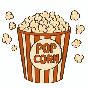 【レトロ風】ポップコーンのイラスト ポップコーン,映画館,レトロ,おやつ,手書きのイラスト素材