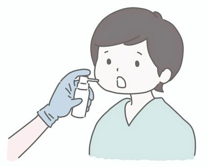 胃カメラ検査で麻酔スプレーをする男性 胃カメラ,内視鏡検査,麻酔,口腔内,医療処置,診察,病院,医療,健康診断,治療のイラスト素材