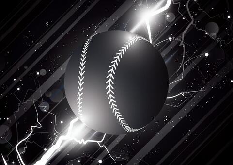 かっこいい野球のボールと稲妻の背景素材 スポーツ,野球,ボール,雷,稲妻,光,パーティクル,背景のイラスト素材