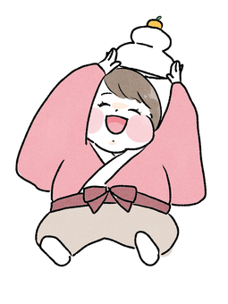 鏡餅 鏡餅,正月,着物のイラスト素材