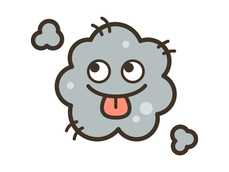 キャラ_ほこり01 ほこり,ちり,ゴミ,綿ごみ,カビ,ウイルス,菌,細菌,雑菌,病原菌のイラスト素材