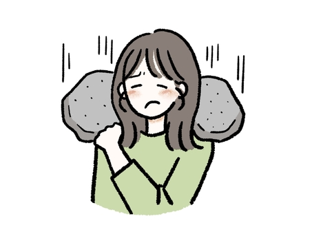 肩こり・重い・石・女性 肩こり,肩凝り,石,凝る,女性,痛い,悩む,悩み,体,コリのイラスト素材