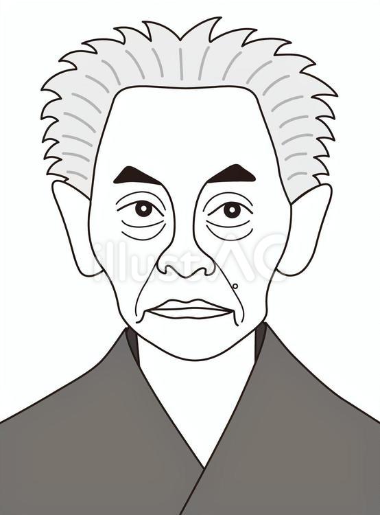 川端康成（白黒） 川端康成,歴史,文学のイラスト素材