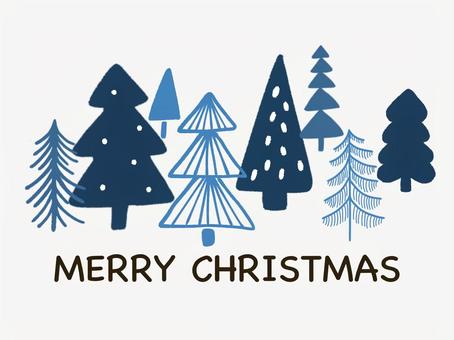 手描き風クリスマスツリー 冬,クリスマス,ツリー,木,森,樹木,植物,自然,雪,雪景色のイラスト素材