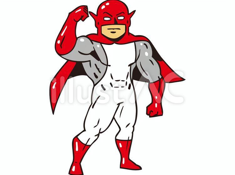 令和マン　文字なし　ガッツポーズ アメコミ,コミック,ヒーローのイラスト素材