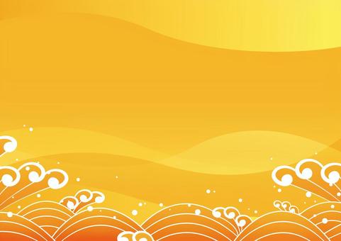 Orange Japanese style wave background material, JPG Orange Japanese style wave background material, japanese style, sea, wave, JPG