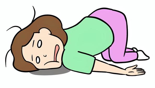 疲れで倒れ込む女性03 過労,疲労,ぐったり,倒れる,うつ伏せ,女性,白目,体調不良,ストレス,限界のイラスト素材