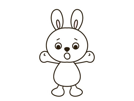 ウサギ（ストップ） うさぎ,ストップ,注意,注意喚起,焦る,止める,心配,ダメ,知らない,なんでのイラスト素材