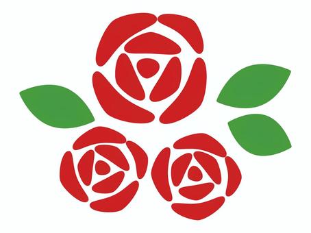 モダンな赤バラと葉のアイコンセット バラ,花,赤,緑,葉,モダン,アイコン,シンボル,愛,ロマンスのイラスト素材