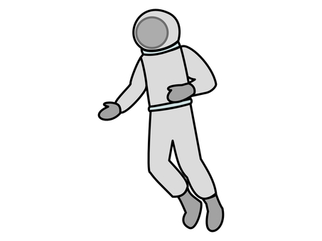 宇宙飛行士　単体 宇宙飛行士,宇宙服,デフォルメ,アイコン,無重力,宇宙,人物,ラフ,ワンポイント,白バックのイラスト素材