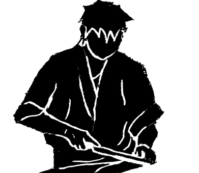 割烹の料理人シルエット 割烹の料理人シルエット 調理師,料理人,コックさん,コック服,調理,料理,シェフ,飲食店,レストラン,専門学生のイラスト素材