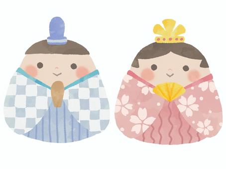 Watercolor Hina doll illustration, , JPG and PNG