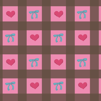 リボンチェックピンク 2月14日,2月,冬,バレンタインデー,イベント,リボン,ハート,チェック,模様,プレゼントのイラスト素材