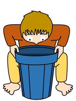 A man looking into the trash can, garbage can, garbage, look in, JPG and PNG