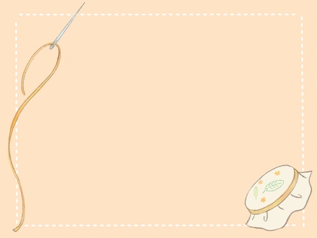 刺繍のフレーム　白ステッチ 刺繍,フレーム,手芸,裁縫,ソーイング,針,糸,刺繍枠,手作り,クラフトのイラスト素材