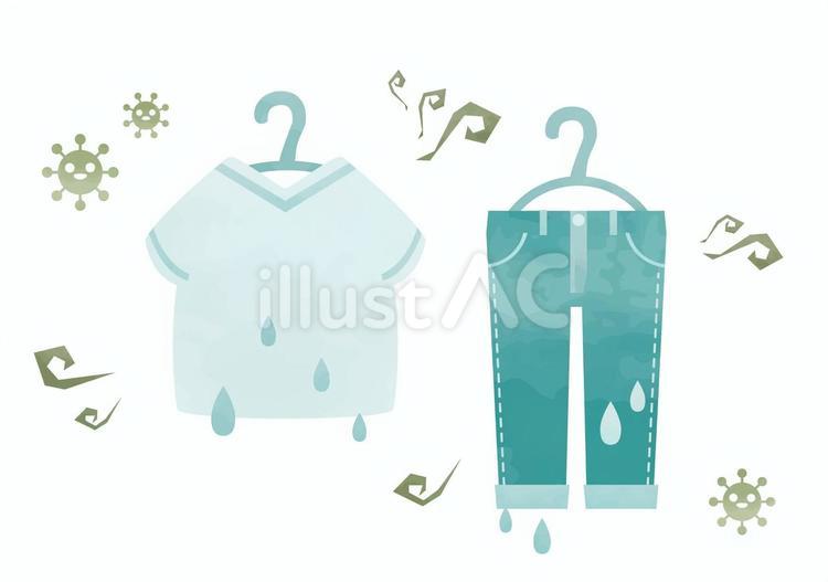 雨に濡れて服が臭くなったイラスト 梅雨,かわいい,雨のイラスト素材