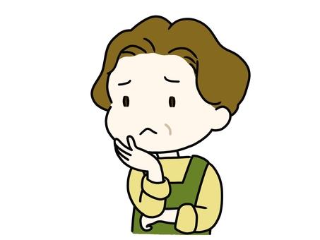 口もとに手を当てて悩む人(お母さん) 悩む,困る,への字口,女性,女の人,中年,おばさん,お母さん,上半身,選択のイラスト素材