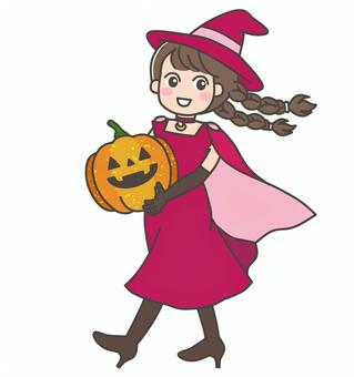ガーリーな魔女のコスプレで歩く女の子4 ガーリーな魔女のコスプレで歩く女の子4 ハロウィン,魔女,コスプレ,マント,帽子,ブーツ,ジャックオランタン,橙,オレンジ,10月のイラスト素材