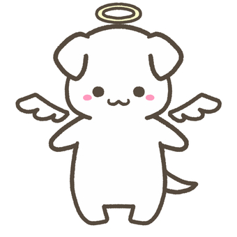 天使の白犬 天使の白犬 天使,羽根,かわいい,犬,ドッグ,デフォルメ,動物,ゆるかわ,シンプル,素材のイラスト素材