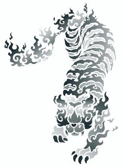 白虎グラデーション 白虎,トラ,タイガー,四神,神獣,ファンタジー,神話,伝説,縁起,ご利益のイラスト素材