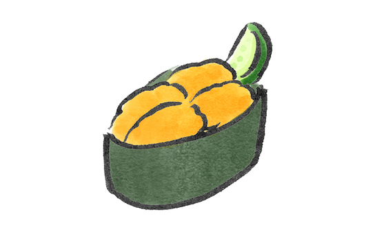 ウニ軍艦のイラスト 寿司,うに,軍艦,魚,生もの,日本,伝統,食文化,食事,お祝いのイラスト素材