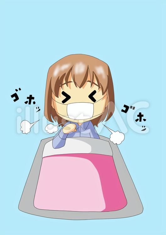 風邪 風邪,マスク,布団のイラスト素材
