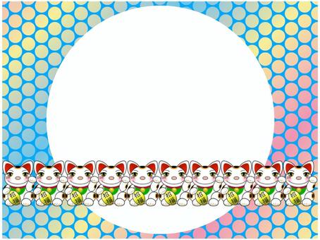 招き猫のフレ−ム 招き猫のフレ−ム 招き猫,フレ−ム,ポストカード,メッセージカード,柄,パターン,水玉,ドット,グラデーション,パステルカラーのイラスト素材