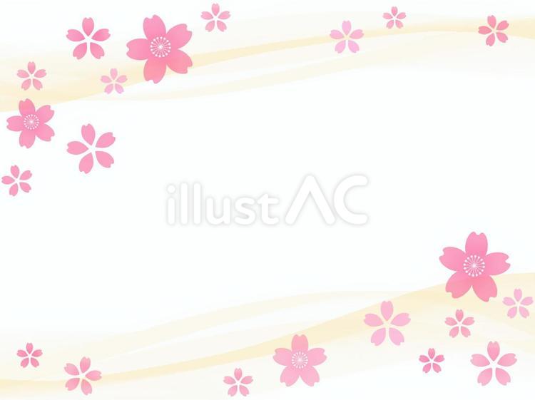 桜とウェーブのフレーム背景素材　8 桜,さくら,春のイラスト素材