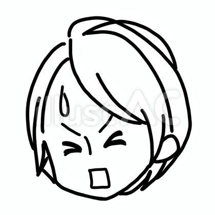 線画の焦る女性の顔