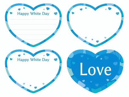 ホワイトデーハート型カード　青 ホワイトデー,ハッピー,ハート,かわいい,おしゃれ,キュート,シンプル,ロゴ,タイトル,popのイラスト素材