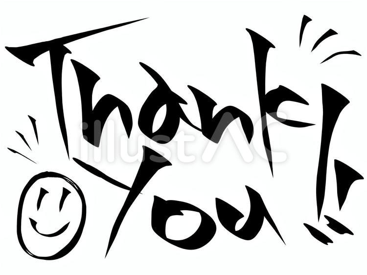 thank youの文字とニコニコ顔 thankyou,感謝,ありがとうのイラスト素材