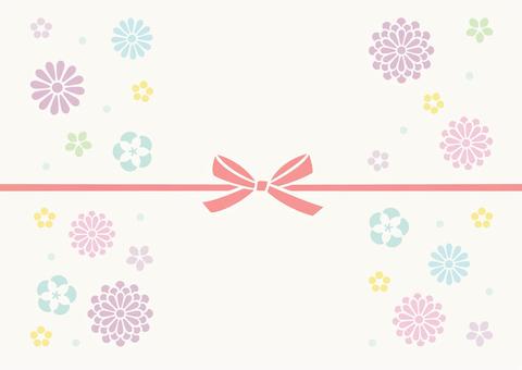 秋の敬老の日、和風の花と蝶結びの水引03 秋,敬老の日,背景,和柄,祝,花,水引,蝶結び,リボン,和風のイラスト素材