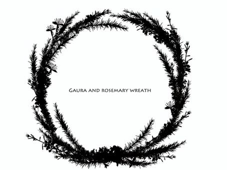 丸いフレーム ローズマリー アベリア 丸いフレーム,ローズマリー,アベリア,ガウラ,文字あり,ハーブ,シルエットのイラスト素材