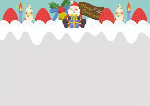 ケーキとサンタのフレーム_02_A_横 クリスマス,背景,冬,フレーム,背景素材,飾り枠,ケーキ,サンタクロース,サンタ,メリークリスマスのイラスト素材