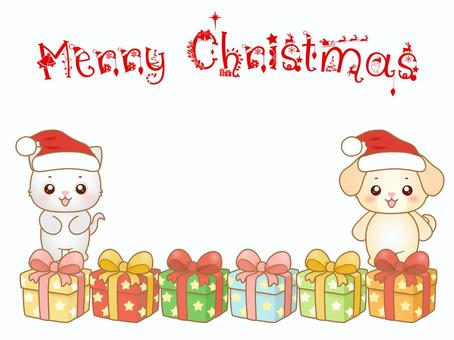 クリスマス_動物とプレゼント_1 クリスマス,プレゼント,ギフト,動物,冬,12月,メリークリスマス,ハッピーホリデー,ハッピーホリデーズ,かわいいのイラスト素材