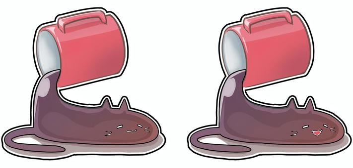 ねこ×コーヒー 動物,飲み物,猫,コーヒー,ほっこり,かわいい,癒し,ポップ,イラスト,素材のイラスト素材