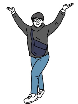両手をあげて踊る男性 男性,両手,上げる,万歳,ポーズ,かわいい,キュート,少年,ふざける,楽しいのイラスト素材