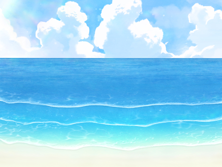 海辺の風景01 海辺の風景01 海,水,海面,水面,波,水しぶき,水滴,砂,砂浜,雲のイラスト素材
