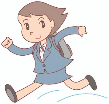 Illustration, business woman, commuting, backpack, 