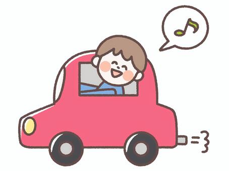 楽しそうに車に乗る人 車,ドライブ,運転,お出かけ,外出,笑顔,楽しい,旅行,帰省,自動車のイラスト素材