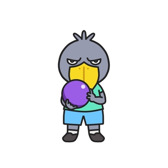 はじめてボーリングするハシビロコウ ボーリング,ボウリング,ボーリング場,遊び,大会,ストライク,ボール,球,ゲーム,友達のイラスト素材