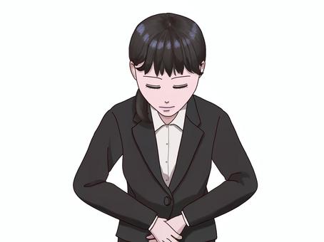 丁寧にお辞儀するスーツ姿の女性 お辞儀,挨拶,女性,スーツ,仕事,ビジネス,会社員,接客,マナー,人物のイラスト素材