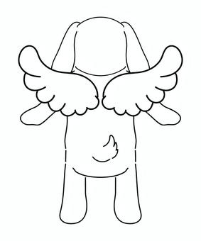 羽のある白い犬 犬,ペット,ミニチュアダックスフンド,ビーグル,ゴールデンレトリバー,垂れ耳,白,羽,羽根,翼のイラスト素材