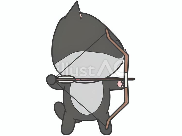 弓矢_猫 弓矢,猫,はちわれのイラスト素材