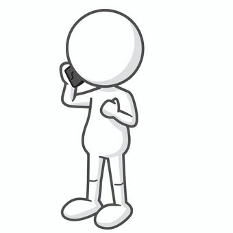 スマホで通話してガッツポーズする棒人間 棒人間,通話,電話,スマートフォン,ガッツポーズ,成功,喜び,達成,会話,連絡のイラスト素材
